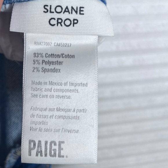 PAIGE Sloane Crop Women's Stretch Blue Denim Low Rise Jeans Size 30 L 34 - Picture 13 of 14